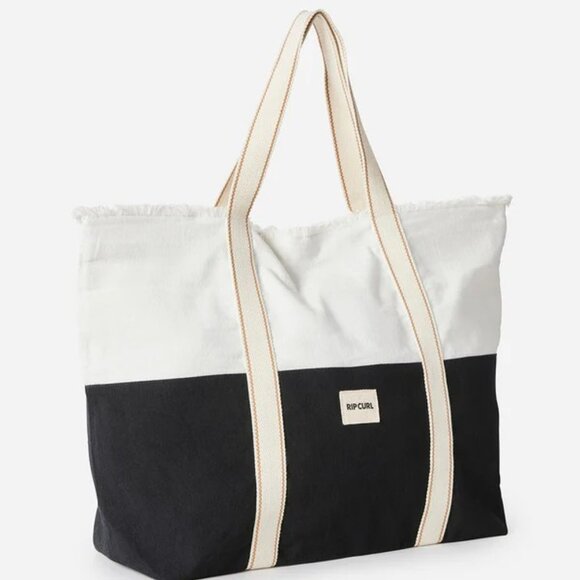 NEW - Rip Curl Surf/Beach Tote bag 45L black & cream / Sac fourre-tout en coton - Picture 2 of 7